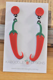 Acrylic Perspex Spicy Red Chilli Jalapeno Pepper Drop Earrings