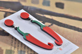 Acrylic Perspex Spicy Red Chilli Jalapeno Pepper Drop Earrings