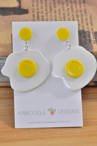 Acrylic Perspex Sunnyside Up Egg Dangle Earrings