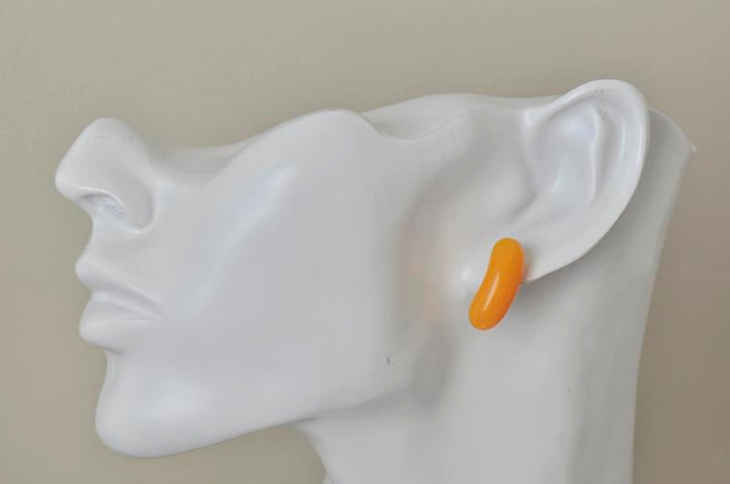 Jelly Bean Candy Lolly Novelty Fun Stud Earrings - Orange