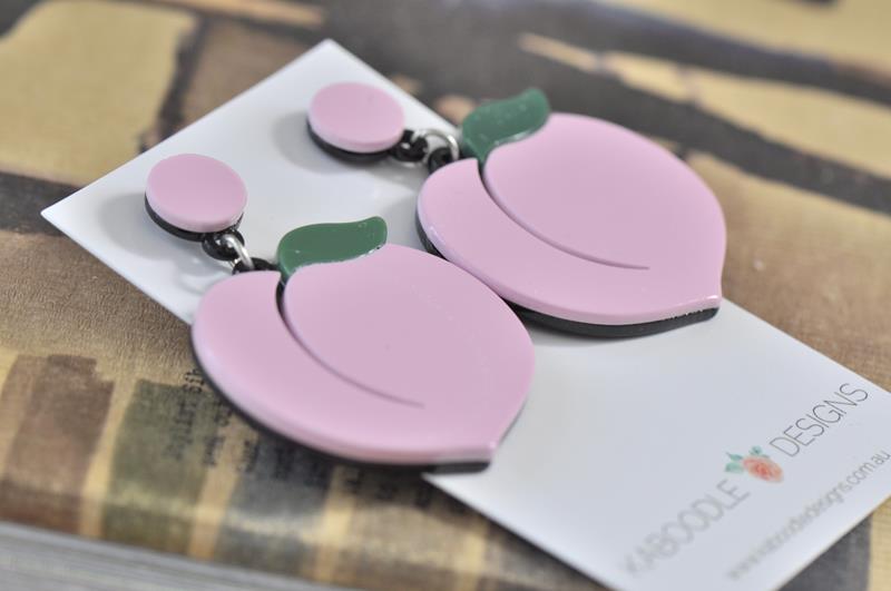 Acrylic Perspex Peach Drop Earrings