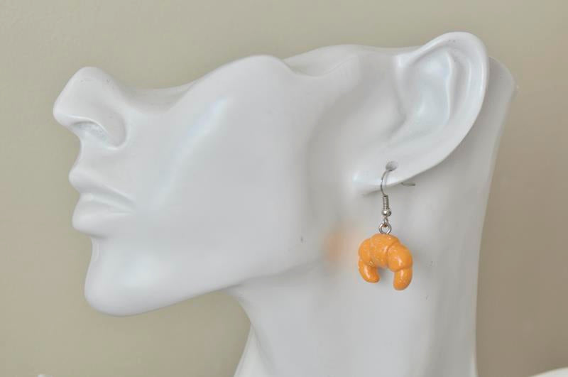 MINIATURE FOOD CROISSANT BREAD Drop Dangle EARRINGS