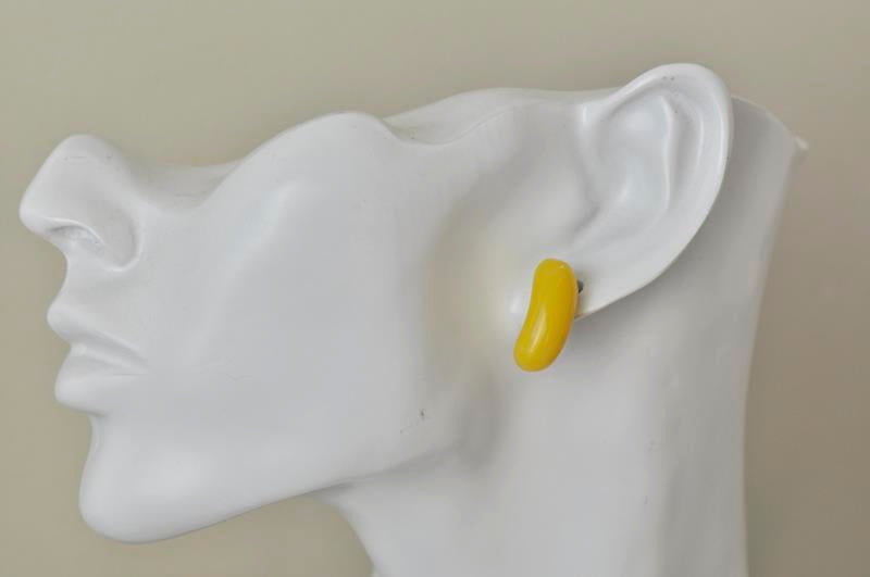 Jelly Bean Candy Lolly Novelty Fun Stud Earrings - Yellow
