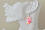 Resin Flamingo Novelty Fun Drop Dangle Earrings