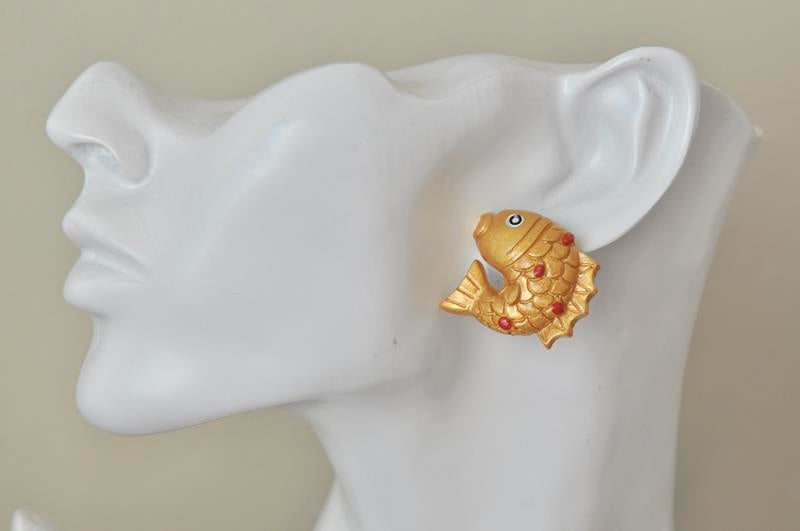 Lucky Goldfish Resin Stud Earrings