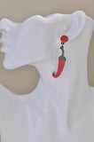 Acrylic Perspex Spicy Red Chilli Jalapeno Pepper Drop Earrings