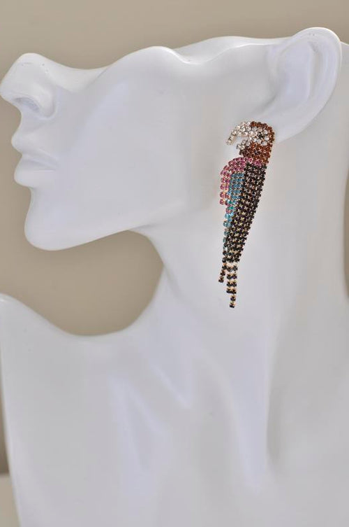 Rhineston Jewelled Parrot Stud Drop Earrings