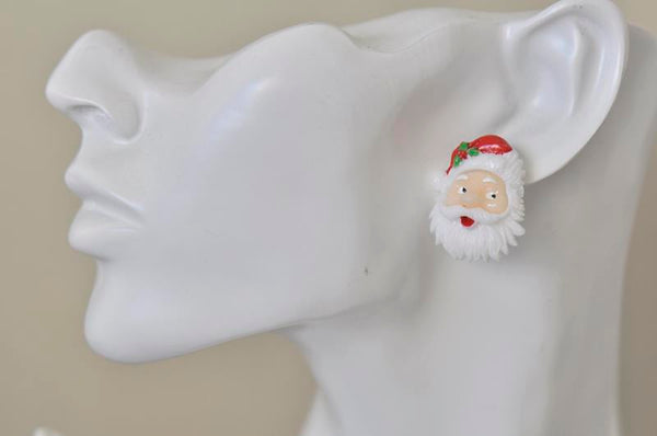 Novelty Fun Christmas Santa Claus Resin Stud Earrings
