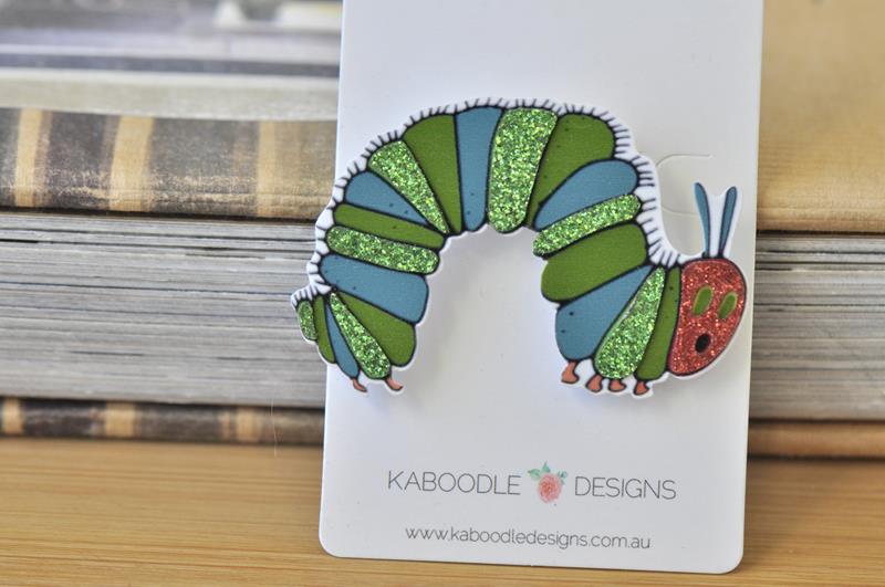 Acrylic Gitter The Very Hungry Caterpillar Pin Brooch