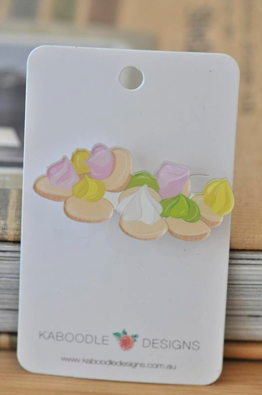Acrylic Retro Nostalgic Colourful Gem Biscuit Pin Brooch