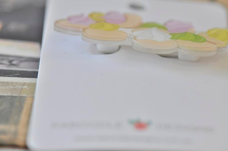 Acrylic Retro Nostalgic Colourful Gem Biscuit Pin Brooch