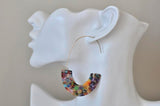 Acrylic Tile Marble Print Geometric Hoop Earrings - Rainbow