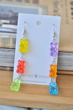 Miniature 3D Candy Lolly 3 Gummy bear Dangle Drop Earrings