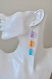 Miniature 3D Candy Lolly 3 Gummy bear Dangle Drop Earrings