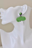 Acrylic Perspex Green Broccoli Vegetable Drop Dangle Earrings