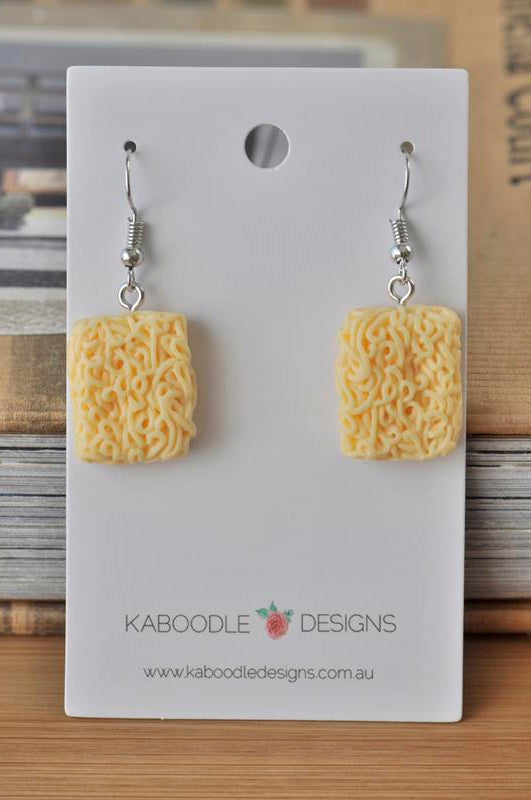 Instant Noodles Ramen Novelty Fun Drop Dangle Earrings