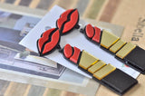 Acrylic Perspex Red Lip and Lipstick Drop Dangle Earrings