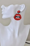 Acrylic Perspex Red Lips Drop Dangle Earrings