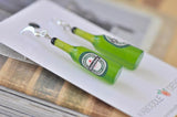 Resin Novelty Heineken Beer Drop Dangle Earrings