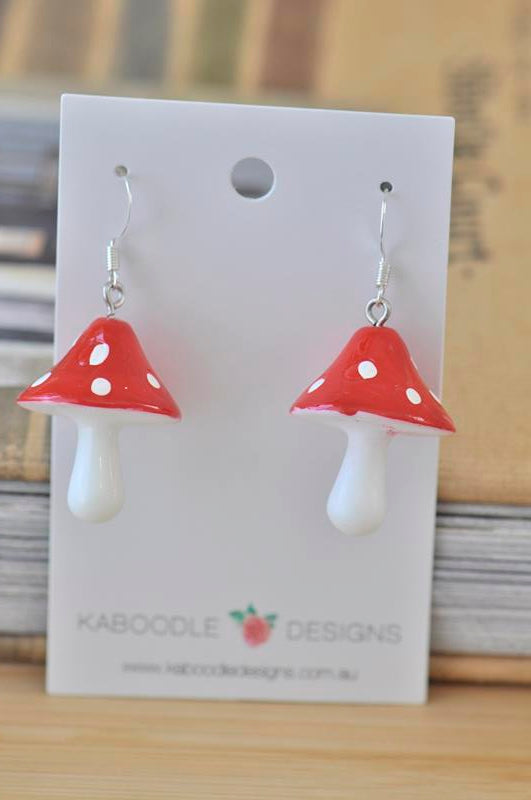 Resin Novelty Mushroom Drop Dangle Earrings