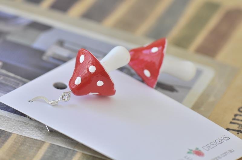 Resin Novelty Mushroom Drop Dangle Earrings