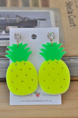 Acrylic Pineapple Fruit Novelty Drop Dangle Earrings