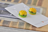 Miniature Food Hamburger Drop Dangle Earrings