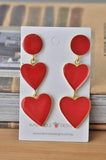Red Hearts Drop Dangle Earrings