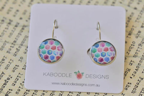 Handmade Round Hexagon Pattern Dangle Earrings - CDE309