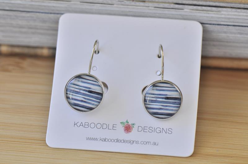 Handmade Round Geometric Stripes Dangle Earrings - CDE400