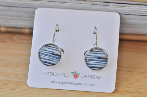 Handmade Round Geometric Stripes Dangle Earrings - CDE400