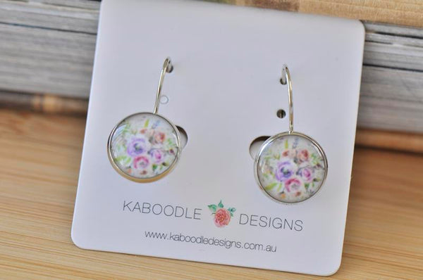 Handmade Round Boho Bohemian Flowers Dangle Earrings - CDE410