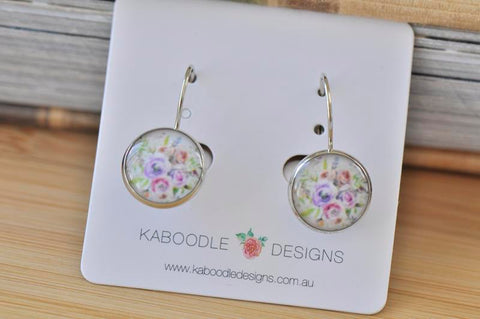Handmade Round Boho Bohemian Flowers Dangle Earrings - CDE410