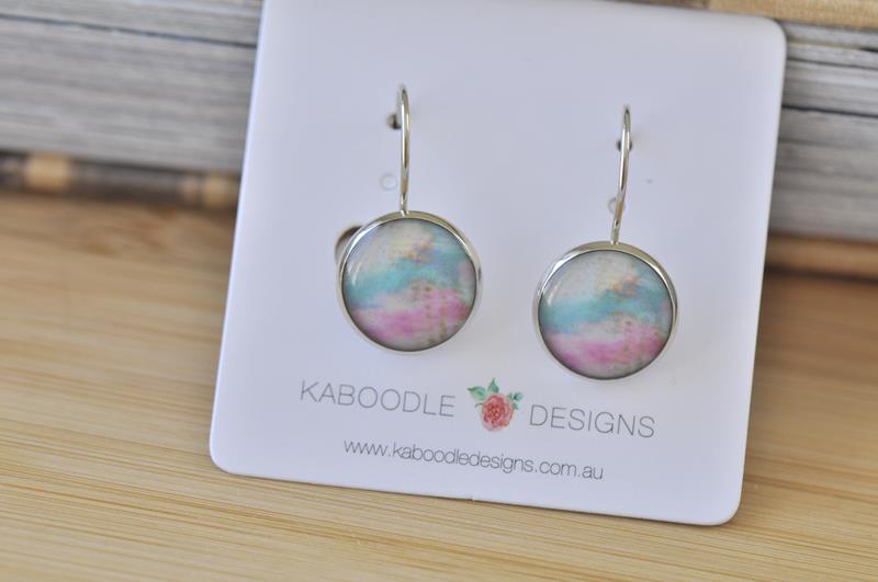 Handmade Round Watercolour Dangle Earrings - CDE417