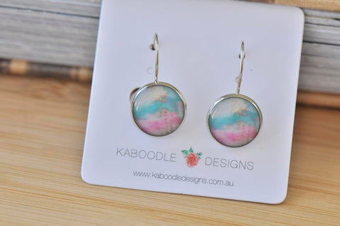 Handmade Round Watercolour Dangle Earrings - CDE417