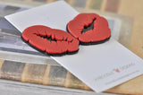 Acrylic Novelty Red Lips Kiss Stud Earrings