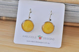 Handmade Round Yellow Polkadots Dangle Earrings - CDE428