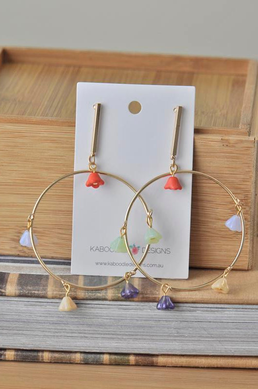 Statement Tulips Circle Drop Dangle Earrings