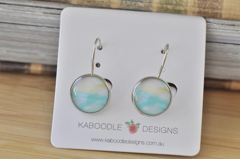 Handmade Round Watercolour Dangle Earrings - CDE443