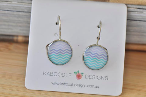 Handmade Round Geometric Chevron Dangle Earrings - CDE436