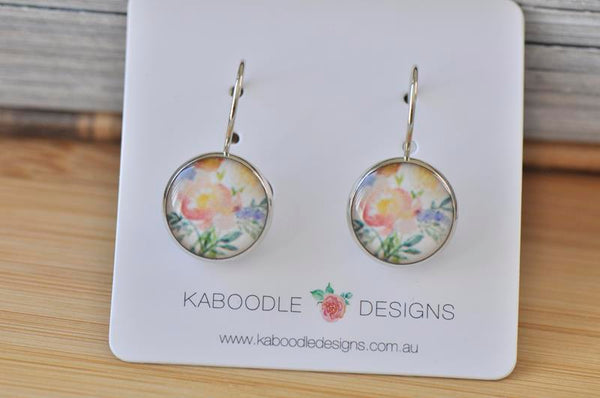Handmade Round Boho Bohemian Flower Dangle Earrings - CDE453