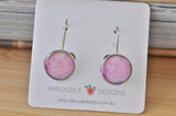 Handmade Round Watercolour Pink Dangle Earrings - CDE468