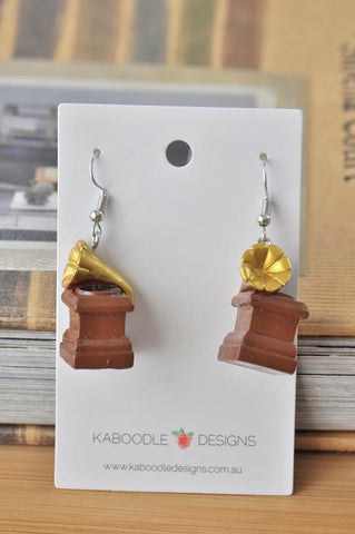 Miniature Resin Classic Gramophone Music Dangle Drop Earrings
