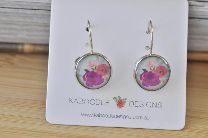 Handmade Round Boho Bohemian Flowers Dangle Earrings - CDE465