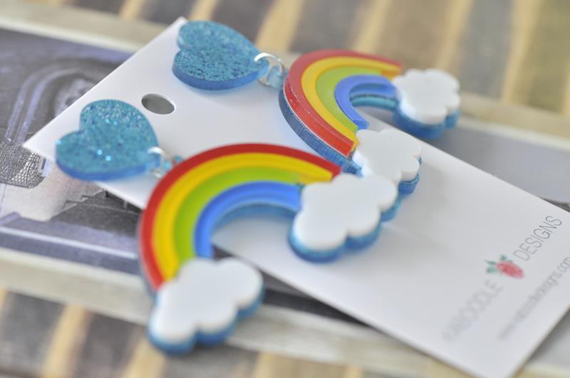 Acrylic Perspex Rainbow Cloud Dangle Earrings