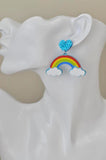 Acrylic Perspex Rainbow Cloud Dangle Earrings