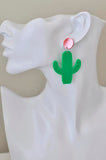 Acrylic Perspex Laser Cut Green Cactus Drop Earrings