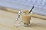Bubble Tea Pearl Milk Tea Boba Novelty Fun Drop Dangle Earrings