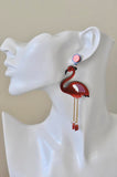 Acrylic Perspex Shiny Flamingo Drop Dangle Earrings