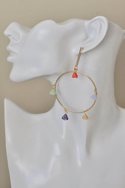 Statement Tulips Circle Drop Dangle Earrings